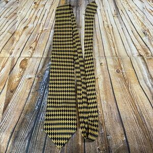 Umberto Bossi 100% Silk Gold Black Diamond Pattern Tie